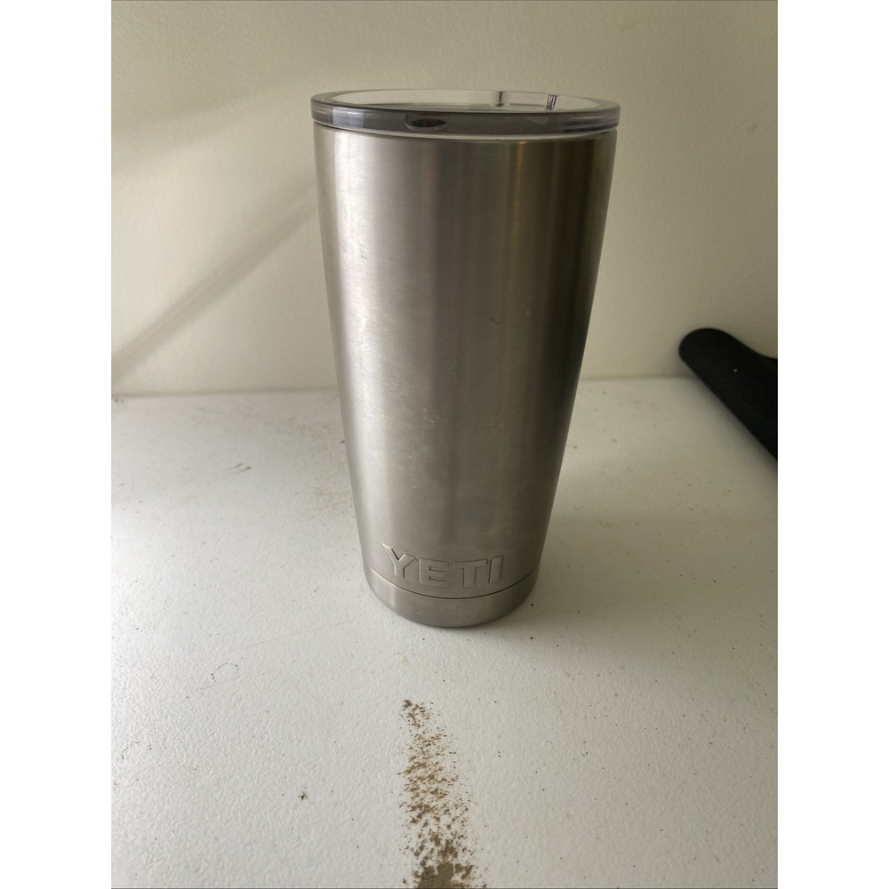 YETI Silver Rambler 20 Ounce Tumbler Stainless Steel w/ Clear Lid